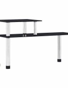 vidaXL Кухненски рафт черен 45x16x26 см закалено стъкло