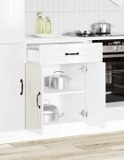 vidaXL Кухненски шкаф "Kalmar" бял гланц инженерно дърво