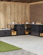 vidaXL Кухненски шкаф за съхранение HATTEM Черно 60 x 50 x 92 см