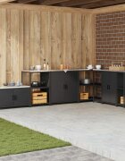 vidaXL Кухненски шкаф за съхранение HATTEM Черно 90 x 50 x 53 см