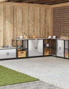 vidaXL Кухненски шкаф за съхранение HATTEM Сребристо 90 x 50 x 53 см