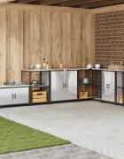 vidaXL Кухненски шкаф за съхранение HATTEM Сребристо 90 x 50 x 92 см