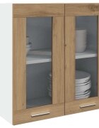 vidaXL Кухненски стенен шкаф "Lyon" със стъклена врата цвят Artisan Oak 60x31x60 см
