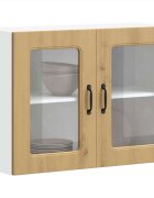vidaXL Кухненски стенен шкаф със стъклена врата "Kalmar" от дъб Artisan инженерна дървесина