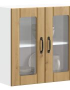 vidaXL Кухненски стенен шкаф със стъклена врата "Lucca" от дъб Artisan инженерна дървесина