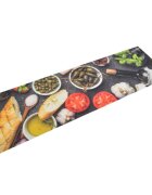 vidaXL Кухненско килимче перящо се вино и вечеря 45x150 см кадифе