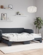 vidaXL Кушетка с издърпващ се лост без матрак тъмносива 90x190 см