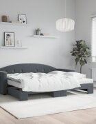 vidaXL Кушетка с разтегателен диван и матраци тъмносива 90x190 см кадифена