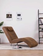 vidaXL Кушетка с възглавница кафява изкуствен велур