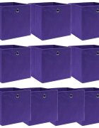 vidaXL Кутии за съхранение 10 бр лилави 32x32x32 см плат