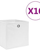 vidaXL Кутии за съхранение 10 бр нетъкан текстил 28x28x28 см бели