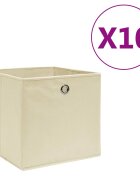 vidaXL Кутии за съхранение 10 бр нетъкан текстил 28x28x28 см кремави