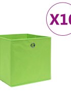 vidaXL Кутии за съхранение 10 бр нетъкан текстил 28x28x28 см зелени