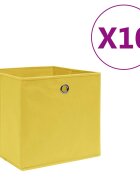 vidaXL Кутии за съхранение 10 бр нетъкан текстил 28x28x28 см жълти