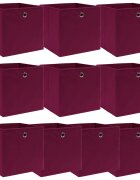 vidaXL Кутии за съхранение 10 бр тъмночервени 32x32x32 см плат