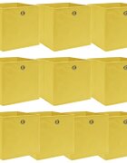 vidaXL Кутии за съхранение 10 бр жълти 32x32x32 см плат