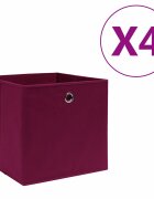 vidaXL Кутии за съхранение 4 бр нетъкан плат 28x28x28 см тъмночервени