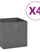 vidaXL Кутии за съхранение 4 бр нетъкан текстил 28x28x28 см сиви