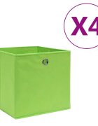 vidaXL Кутии за съхранение 4 бр нетъкан текстил 28x28x28 см зелени