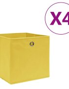 vidaXL Кутии за съхранение 4 бр нетъкан текстил 28x28x28 см жълти