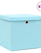 vidaXL Кутии за съхранение с капак 10 бр бебешко сини 32x32x32 см плат