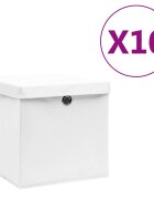 vidaXL Кутии за съхранение с капаци 10 бр 28x28x28 см бели