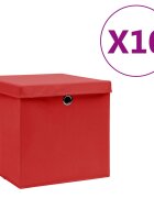 vidaXL Кутии за съхранение с капаци 10 бр 28x28x28 см червени