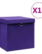 vidaXL Кутии за съхранение с капаци 10 бр 28x28x28 см лилави