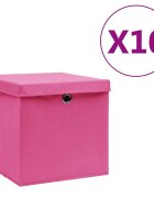 vidaXL Кутии за съхранение с капаци 10 бр 28x28x28 см розови