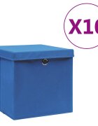 vidaXL Кутии за съхранение с капаци 10 бр 28x28x28 см сини