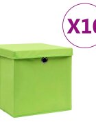 vidaXL Кутии за съхранение с капаци 10 бр 28x28x28 см зелени