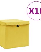 vidaXL Кутии за съхранение с капаци 10 бр 28x28x28 см жълти
