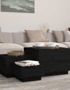 vidaXL Кутии за съхранение с капаци 3 бр черни борова дървесина масив