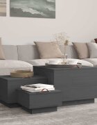 vidaXL Кутии за съхранение с капаци 3 бр сиви борова дървесина масив
