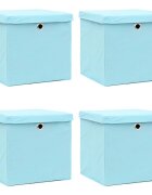 vidaXL Кутии за съхранение с капаци 4 бр 28x28x28 см бебешко синьо
