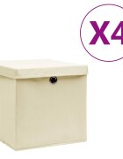 vidaXL Кутии за съхранение с капаци 4 бр 28x28x28 см кремави