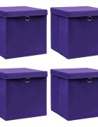 vidaXL Кутии за съхранение с капаци 4 бр 28x28x28 см лилави