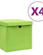 vidaXL Кутии за съхранение с капаци 4 бр 28x28x28 см зелени