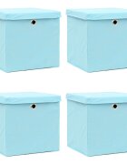 vidaXL Кутии за съхранение с капаци 4 бр бебешко сини 32x32x32 см плат
