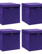 vidaXL Кутии за съхранение с капаци 4 бр лилави 32x32x32 см плат