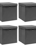 vidaXL Кутии за съхранение с капаци 4 бр сиви 32x32x32 см плат