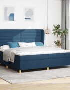 vidaXL Кутия със спална основа и матрак Тъмен Сив 90x190 см Синьо