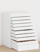 vidaXL Кутия за бижута 10-слойна с държачи за часовници бяла 29x205x405 см