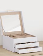 vidaXL Кутия за бижута 3-слойна бяла 23x205x14 см