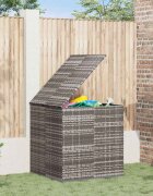 vidaXL Кутия за градински възглавници PE ратан 100x975x104 см сива