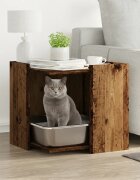 vidaXL Кутия за котешки отпадъци Старо дърво 53 x 53 x 51 см