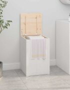 vidaXL Кутия за пране бяла 44x44x66 см борово дърво масив