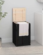 vidaXL Кутия за пране черна 44x44x66 см борово дърво масив