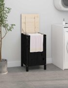 vidaXL Кутия за пране черна 44x44x76 см борово дърво масив