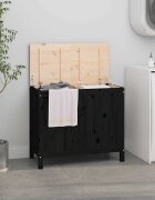 vidaXL Кутия за пране черна 885x44x76 см борово дърво масив